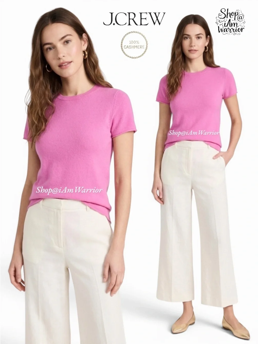 J.Crew pink short sleeve 100% cashmere sweater *shop@iamwarrior